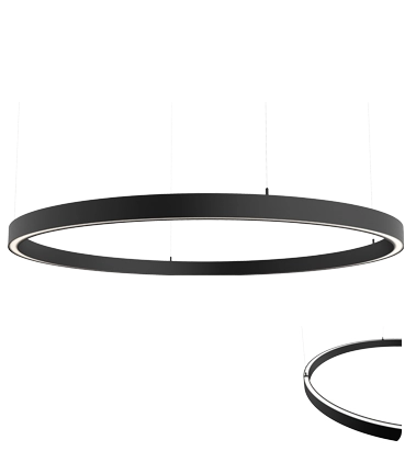 Luminaire décoratif LED mince à lumière directe et indirecte pour suspension, avec diffuseur opale flexible haute performance. Corps en aluminium extrudé de haute qualité avec finitions laquées au four et texturées. Rosace de plafond NON INCLUSE.